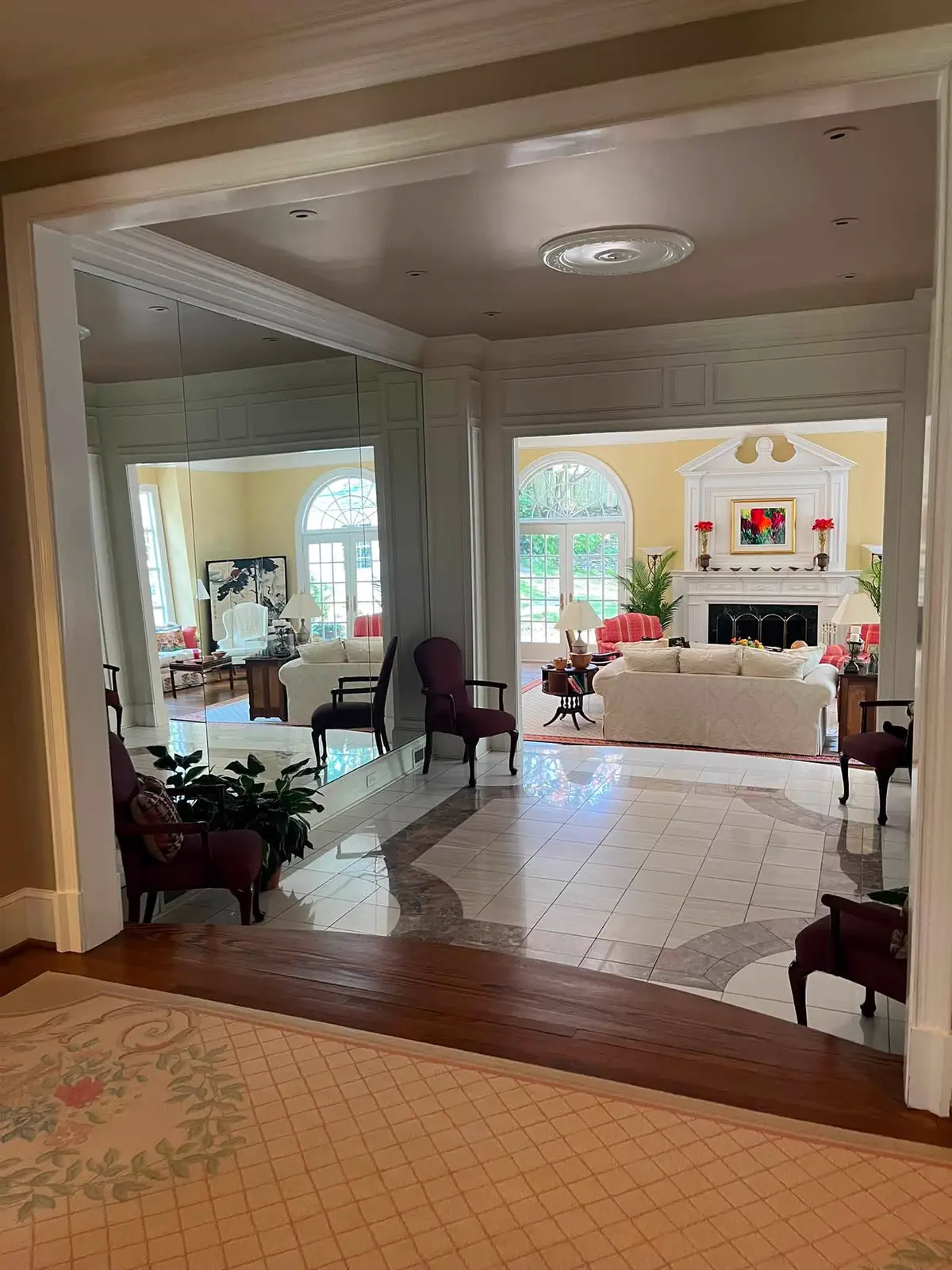 Freshly painted transition between the traditional living and dining rooms